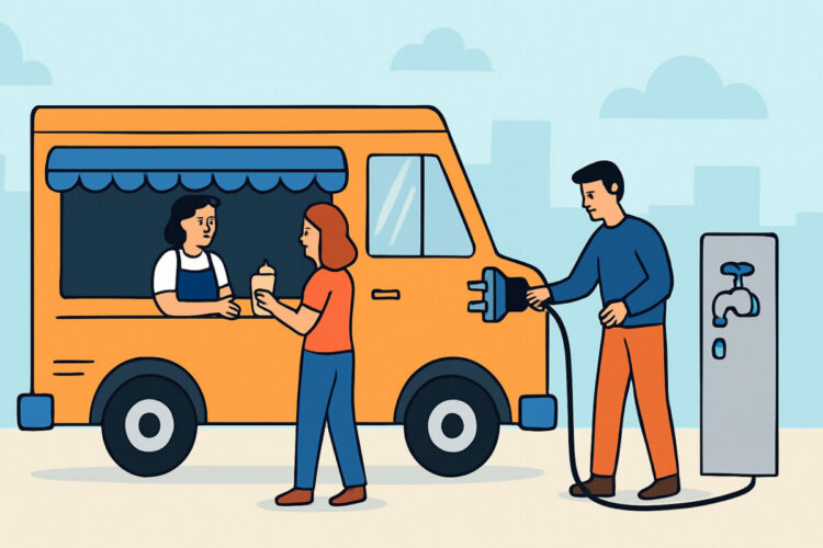Food truckin sähkö- ja vesiliitännät tapahtumapaikalla