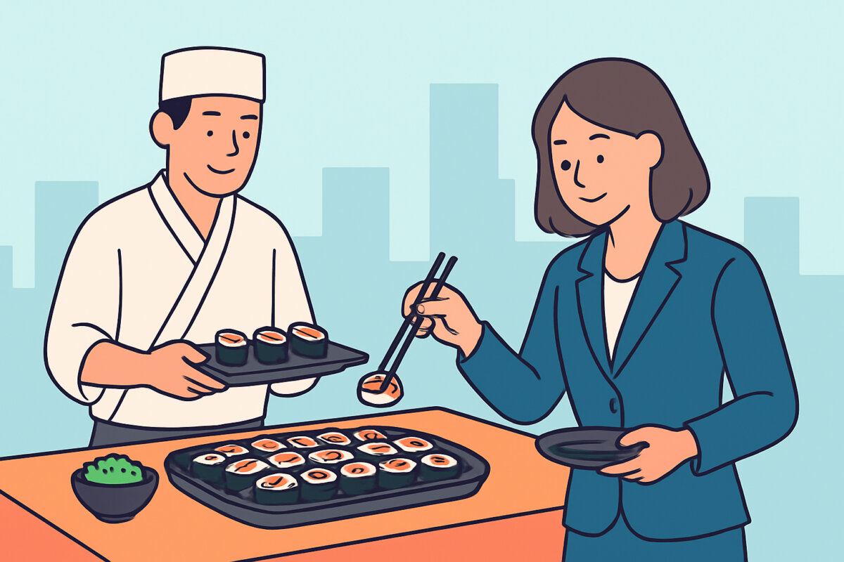 Japanilainen sushi-pitopalvelu yritystapahtumaan